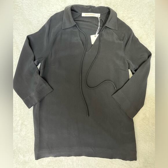 NWT Regina Oswald daisy tunic black silk lounge tunic top size small - Picture 3 of 6